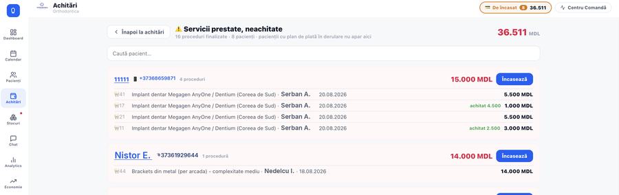 Servicii prestate, neachitate